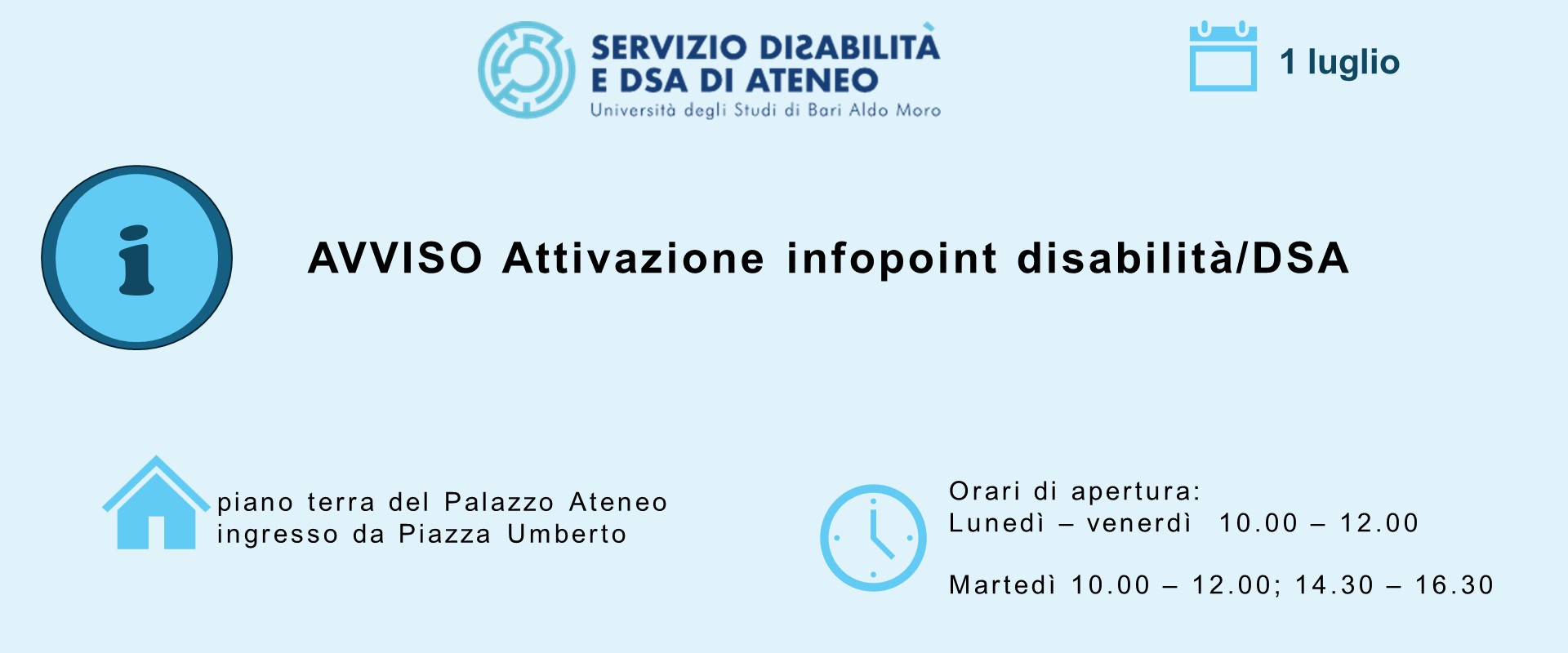 Attivazione infopoint disabilità/DSA